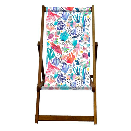 Watercolor Coral Reef - canvas deck chair by Ninola Design
