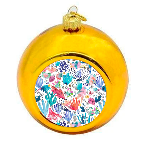Watercolor Coral Reef - colourful christmas bauble by Ninola Design
