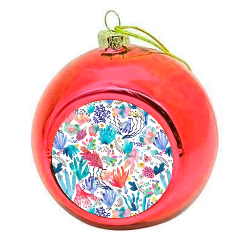 Watercolor Coral Reef - colourful christmas bauble by Ninola Design