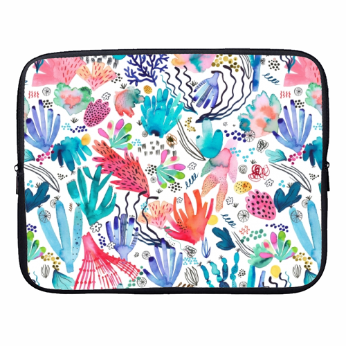 Watercolor Coral Reef - designer laptop sleeve by Ninola Design