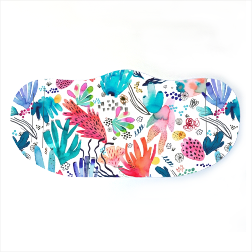 Watercolor Coral Reef - face cover mask by Ninola Design