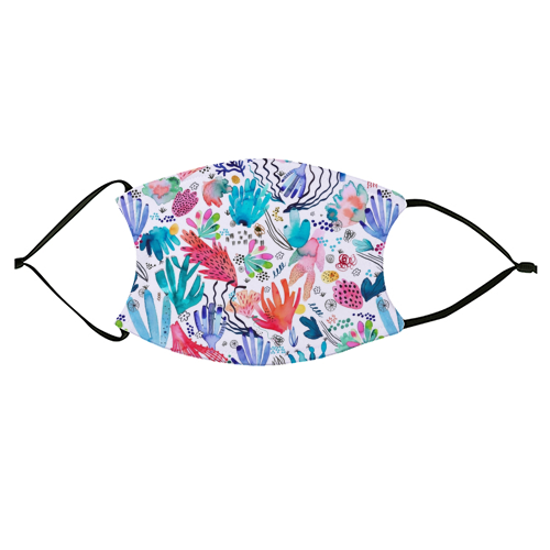 Watercolor Coral Reef - face cover mask by Ninola Design