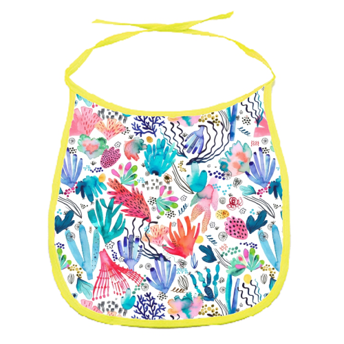 Watercolor Coral Reef - funny baby bib by Ninola Design