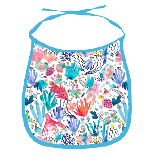 Watercolor Coral Reef - funny baby bib by Ninola Design