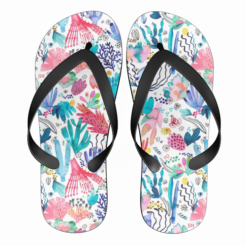 Watercolor Coral Reef - funny flip flops by Ninola Design