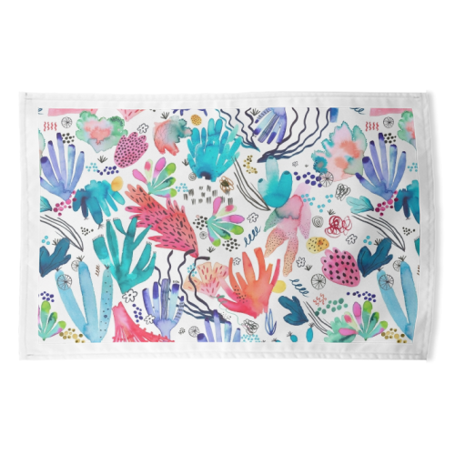 Watercolor Coral Reef - funny tea towel by Ninola Design