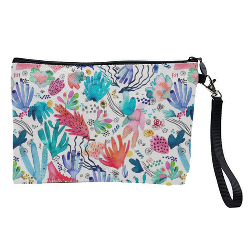 Watercolor Coral Reef - pretty makeup bag by Ninola Design