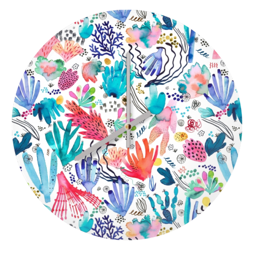 Watercolor Coral Reef - quirky wall clock by Ninola Design