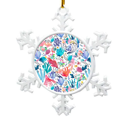 Watercolor Coral Reef - snowflake decoration by Ninola Design