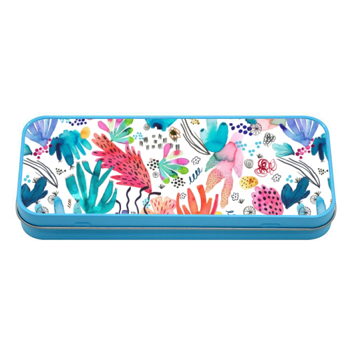 Watercolor Coral Reef - tin pencil case by Ninola Design