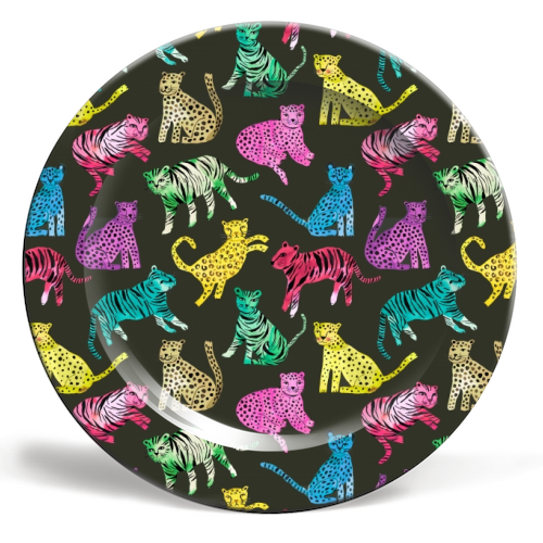 Tigers and Leopards Glam Colors - ceramic dinner plate by Ninola Design