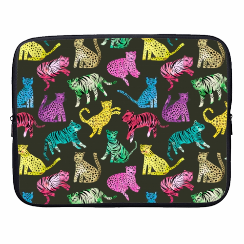 Tigers and Leopards Glam Colors - designer laptop sleeve by Ninola Design