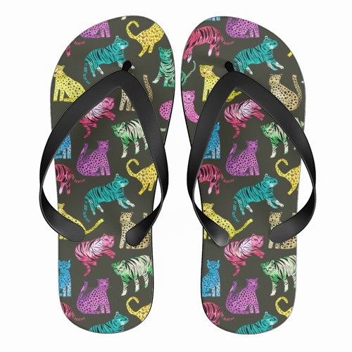 Tigers and Leopards Glam Colors - funny flip flops by Ninola Design