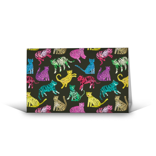 Tigers and Leopards Glam Colors - funny greeting card by Ninola Design