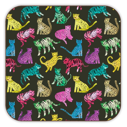 Tigers and Leopards Glam Colors - personalised beer coaster by Ninola Design