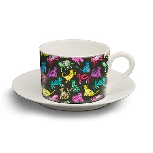 Tigers and Leopards Glam Colors - personalised cup and saucer by Ninola Design