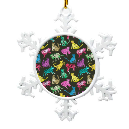 Tigers and Leopards Glam Colors - snowflake decoration by Ninola Design