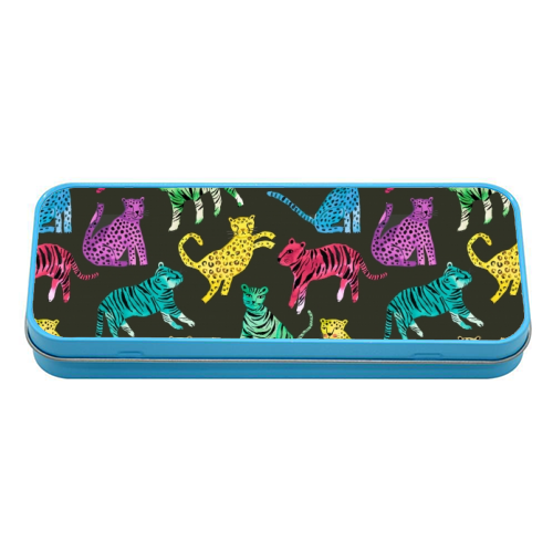 Tigers and Leopards Glam Colors - tin pencil case by Ninola Design