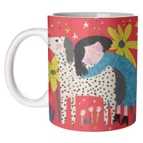 GIRL AND DOG - unique mug by Nichola Cowdery