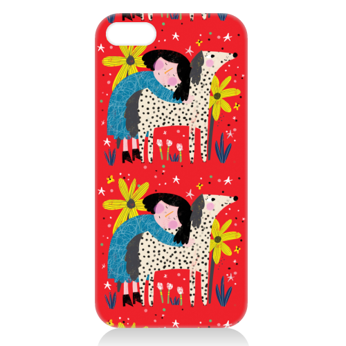 GIRL AND DOG - unique phone case by Nichola Cowdery