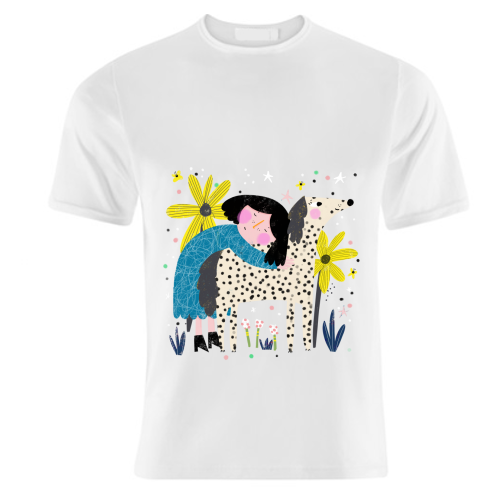 GIRL AND DOG - unique t shirt by Nichola Cowdery