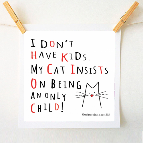 Cat - Only Child - A1 - A4 art print by Kat Pearson