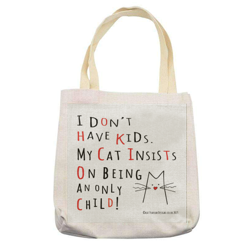 Cat - Only Child - printed tote bag by Kat Pearson