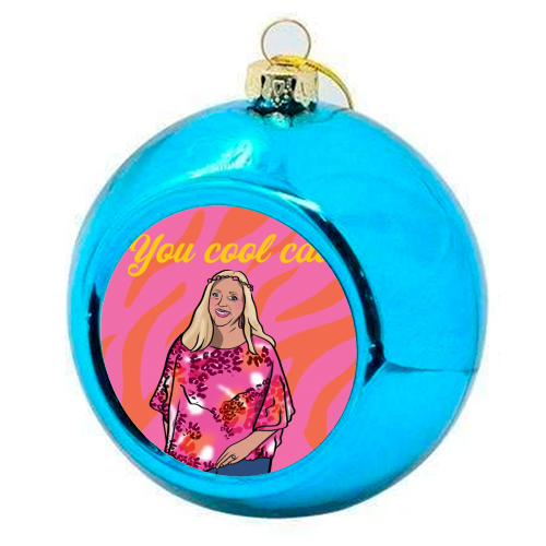 Happy Birthday Cool Cat Tiger King - colourful christmas bauble by Niomi Fogden