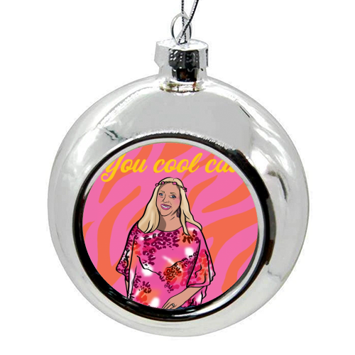 Happy Birthday Cool Cat Tiger King - colourful christmas bauble by Niomi Fogden