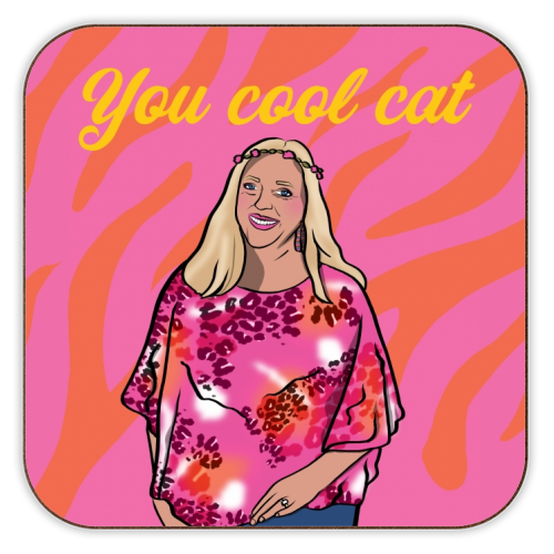 Happy Birthday Cool Cat Tiger King - personalised beer coaster by Niomi Fogden