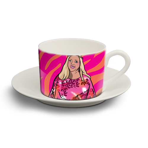 Happy Birthday Cool Cat Tiger King - personalised cup and saucer by Niomi Fogden