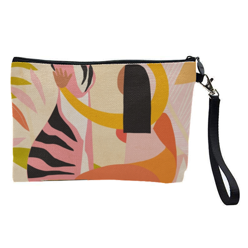The Fearless Hug - Girl and Tiger #friendship #kindness - pretty makeup bag by Dominique Vari