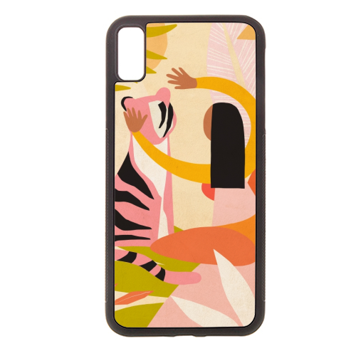 The Fearless Hug - Girl and Tiger #friendship #kindness - Stylish phone case by Dominique Vari