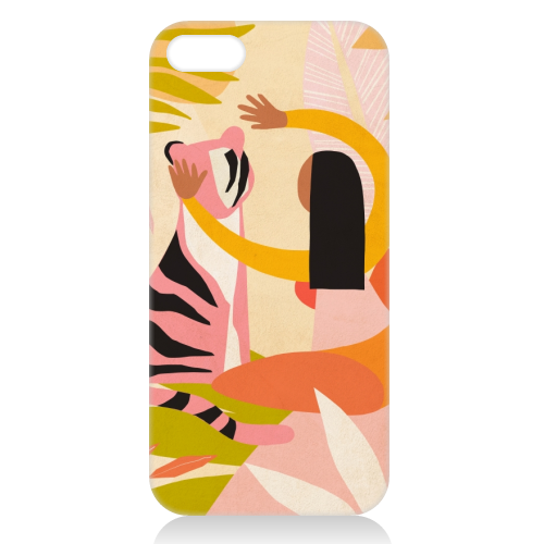 The Fearless Hug - Girl and Tiger #friendship #kindness - unique phone case by Dominique Vari