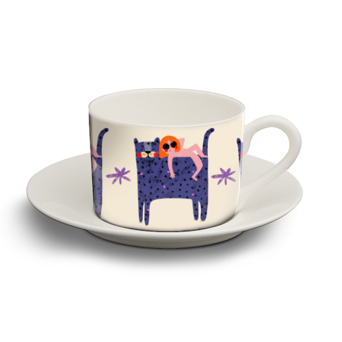 GIRL AND CAT - personalised cup and saucer by Nichola Cowdery