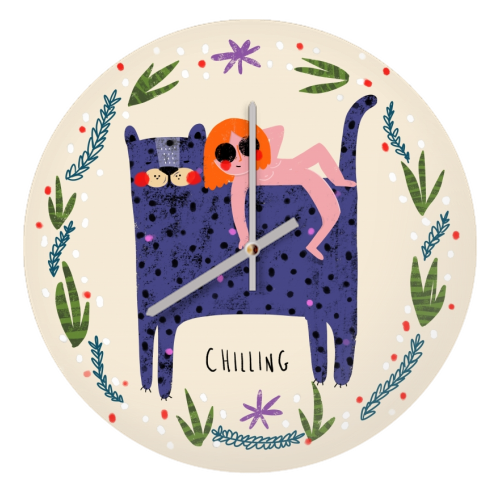 GIRL AND CAT - quirky wall clock by Nichola Cowdery