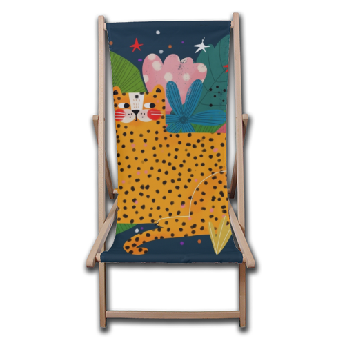 MIDNIGHT CHEETAH - canvas deck chair by Nichola Cowdery