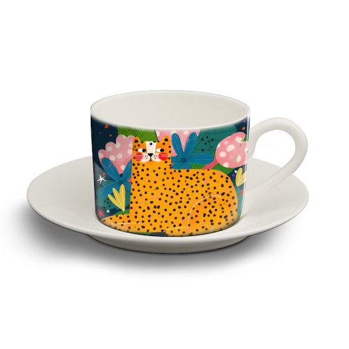 MIDNIGHT CHEETAH - personalised cup and saucer by Nichola Cowdery