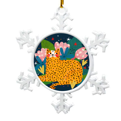 MIDNIGHT CHEETAH - snowflake decoration by Nichola Cowdery