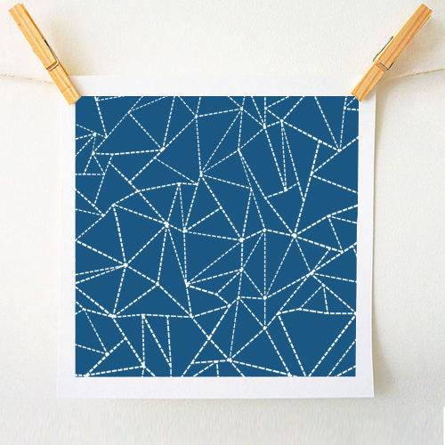 Ab Dotted Lines 2 Navy Blue - A1 - A4 art print by Emeline Tate