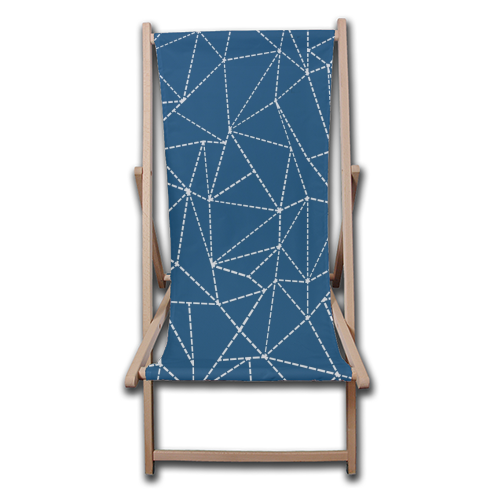 Ab Dotted Lines 2 Navy Blue - canvas deck chair by Emeline Tate