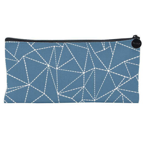 Ab Dotted Lines 2 Navy Blue - flat pencil case by Emeline Tate