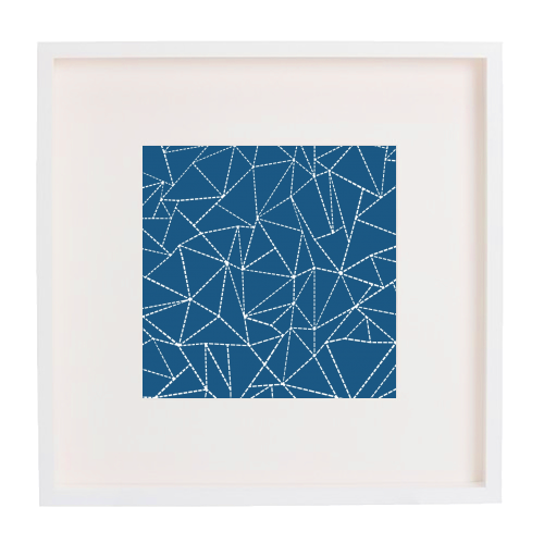 Ab Dotted Lines 2 Navy Blue - framed poster print by Emeline Tate