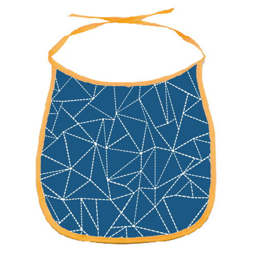 Ab Dotted Lines 2 Navy Blue - funny baby bib by Emeline Tate