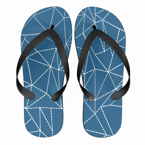 Ab Dotted Lines 2 Navy Blue - funny flip flops by Emeline Tate