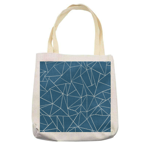 Ab Dotted Lines 2 Navy Blue - printed tote bag by Emeline Tate