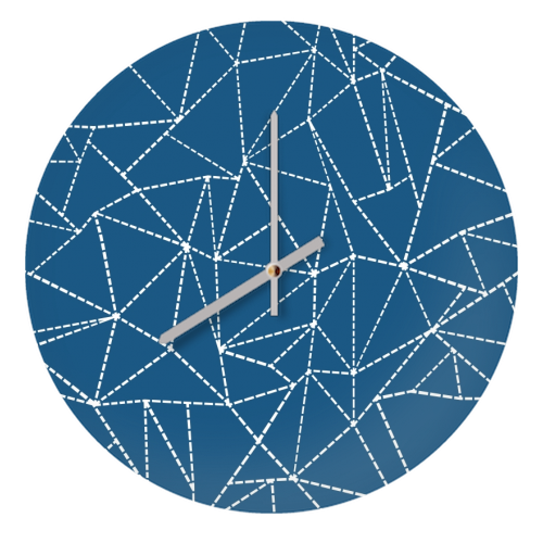 Ab Dotted Lines 2 Navy Blue - quirky wall clock by Emeline Tate