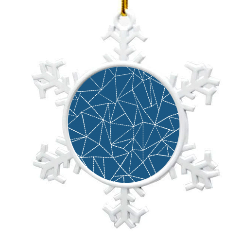 Ab Dotted Lines 2 Navy Blue - snowflake decoration by Emeline Tate