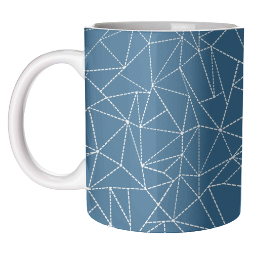 Ab Dotted Lines 2 Navy Blue - unique mug by Emeline Tate