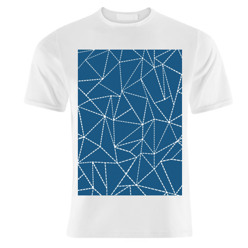 Ab Dotted Lines 2 Navy Blue - unique t shirt by Emeline Tate